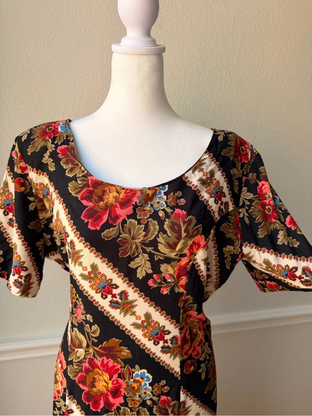 Vintage‎ Nina Piccalino Floral Southwestern Midi Dress Romantic Folk Festival